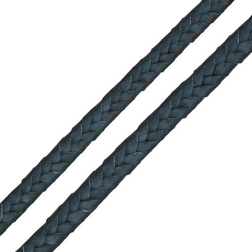 Image de Cordon Tressé en PU Bleu Gris 8mm, 3 Yards
