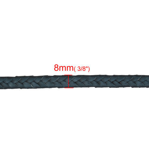 Image de Cordon Tressé en PU Bleu Gris 8mm, 3 Yards