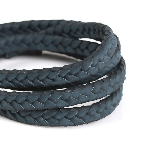 Image de Cordon Tressé en PU Bleu Gris 8mm, 3 Yards