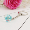 Picture of Real Dried Flower Transparent Glass Globe Bubble Bottle Keychain & Keyring Silver Tone Yellow 9.5cm, 2 PCs
