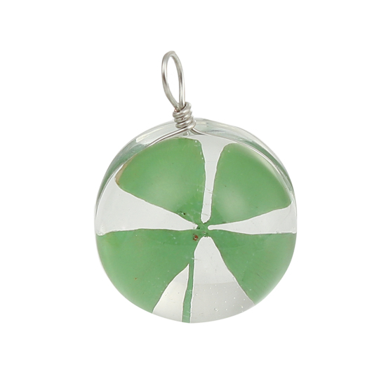 Immagine di Fiore Reale Secchi Charms Trifoglio del quattro-foglio Verde 28mm x 20mm, 2 Pz