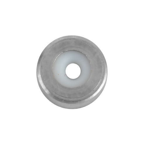 Picture of 304 Stainless Steel Crimp Beads (With Adjustable Silicone Core) Round Silver Tone About 4mm( 1/8") Dia., Hole: Approx 1mm, 10 PCs