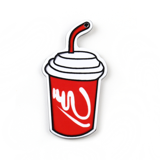 Bild von Acryl Anhänger Cola Weiß & Rot 43mm x 23mm, 10 Stück