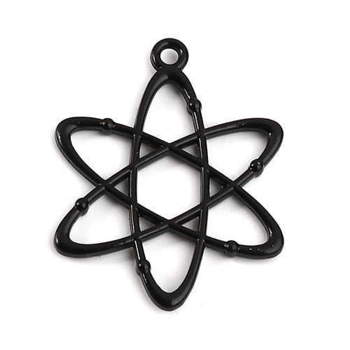 Imagen de Zamak Molécula de Ciencia Química Colgantes Átom Negro 33mm x 26mm, 10 Unidades