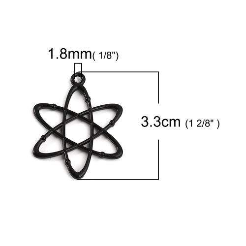 Imagen de Zamak Molécula de Ciencia Química Colgantes Átom Negro 33mm x 26mm, 10 Unidades