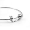 Picture of 304 Stainless Steel Expandable Bangles Bracelets Round One Bar Silver Tone 22cm(8 5/8") long, 1 Piece