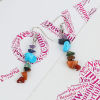 Picture of Gemstone ( Natural ) Earrings Silver Tone Multicolor Irregular 51mm(2") long, Post/ Wire Size: (21 gauge), 1 Pair