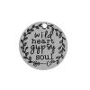Picture of 201 Stainless Steel Charms Round Silver Tone Message 22mm( 7/8") Dia., 2 PCs