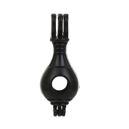 Bild von Zinklegierung 3D Wunsch Perlenkäfig Schmuck Anhänger Blumenvase Schwarz Zum Öffnen (Für Perlengröße: 8mm) 32mm x 12mm, 2 Stück