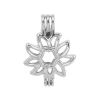 Picture of Zinc Based Alloy 3D Wish Pearl Locket Jewelry Pendants Flower Silver Tone Can Open (Fit Bead Size: 8mm) 29mm(1 1/8") x 21mm( 7/8"), 2 PCs