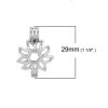 Picture of Zinc Based Alloy 3D Wish Pearl Locket Jewelry Pendants Flower Silver Tone Can Open (Fit Bead Size: 8mm) 29mm(1 1/8") x 21mm( 7/8"), 2 PCs
