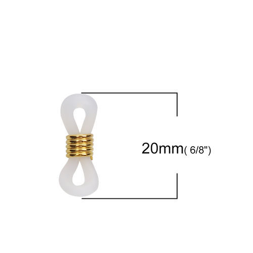 Imagen de Caucho Conectores Chapado en Oro Blanco 20mm x 6mm, 50 Unidades