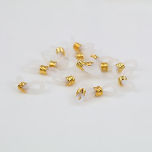 Imagen de Caucho Conectores Chapado en Oro Blanco 20mm x 6mm, 50 Unidades