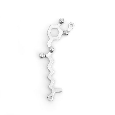 Zinc Based Alloy Molecule Chemistry Science Connectors Capsaicin Silver Tone 34mm x 14mm, 30 PCs