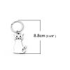 Picture of Keychain & Keyring Cat Animal Silver Tone 88mm x 32mm, 2 PCs
