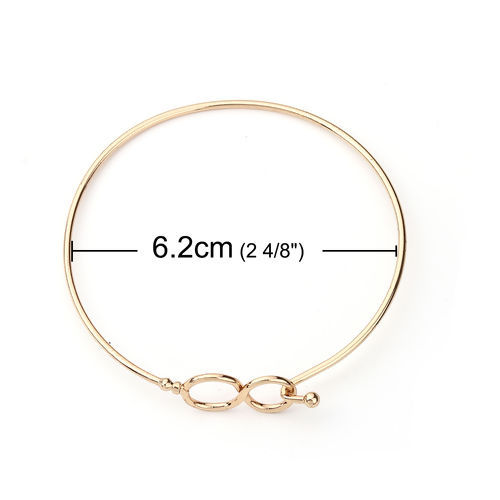 Picture of Iron Based Alloy Bangles Bracelets Infinity Symbol Gold Plated Can Open 20.5cm(8 1/8") long, 1 Piece