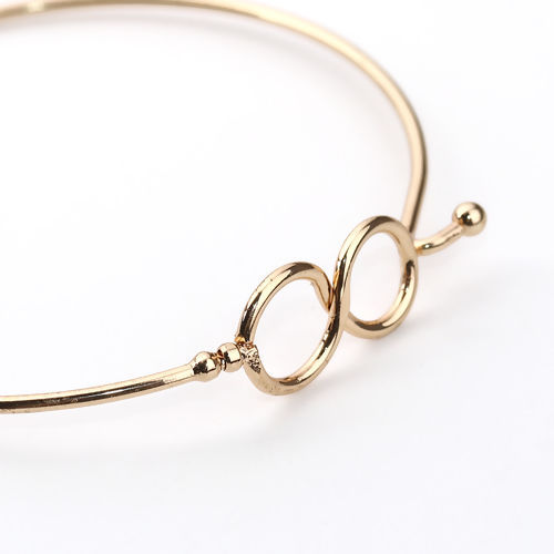 Picture of Iron Based Alloy Bangles Bracelets Infinity Symbol Gold Plated Can Open 20.5cm(8 1/8") long, 1 Piece