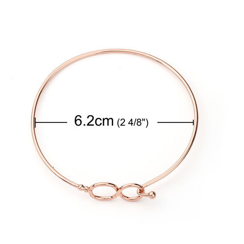 Picture of Iron Based Alloy Bangles Bracelets Infinity Symbol Rose Gold Can Open 20.5cm(8 1/8") long, 1 Piece