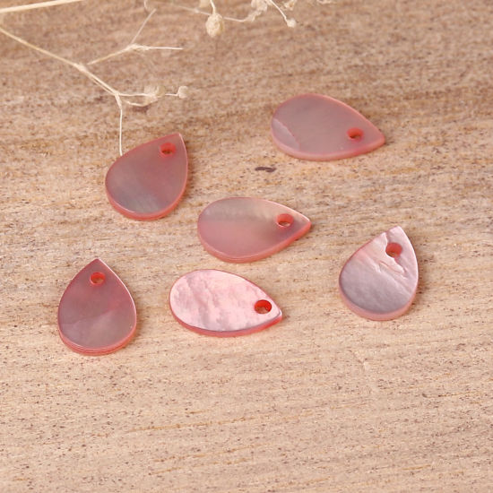 Picture of Natural Shell Loose Beads Drop White AB Color About 9mm x 6mm, Hole:Approx 0.7mm, 10 PCs