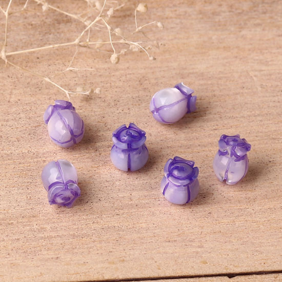 Picture of Natural Shell Loose Beads Flower Blue About 6mm Dia, Hole:Approx 0.8mm, 2 PCs