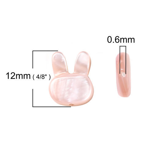 Picture of Natural Shell Loose Beads Rabbit Animal Pink AB Color About 12mm x 10mm, Hole:Approx 0.6mm, 1 Piece