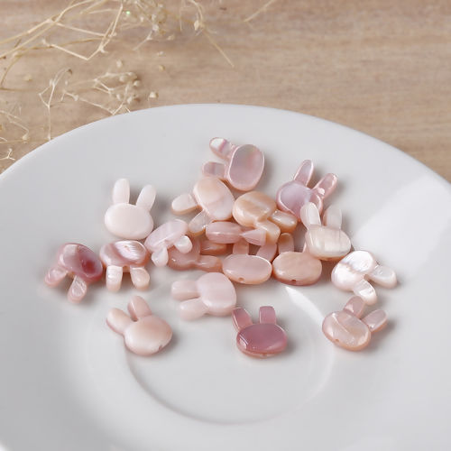 Picture of Natural Shell Loose Beads Rabbit Animal Pink AB Color About 12mm x 10mm, Hole:Approx 0.6mm, 1 Piece