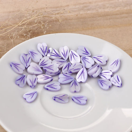 Picture of Natural Shell Loose Beads Petaline Purple About 12mm x9mm - 11mm x8mm, Hole:Approx 0.9mm, 5 PCs