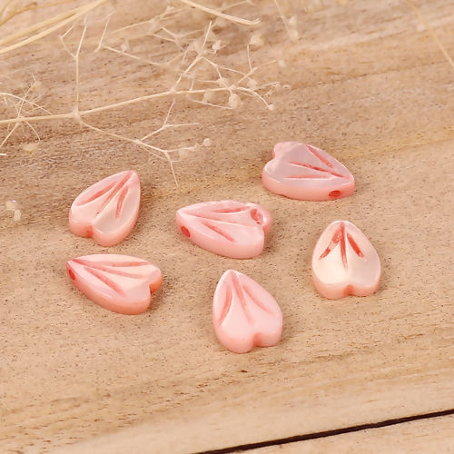 Picture of Natural Shell Loose Beads Petaline Pink About 12mm x9mm - 11mm x8mm, Hole:Approx 0.9mm, 5 PCs