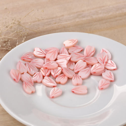 Picture of Natural Shell Loose Beads Petaline Pink About 12mm x9mm - 11mm x8mm, Hole:Approx 0.9mm, 5 PCs