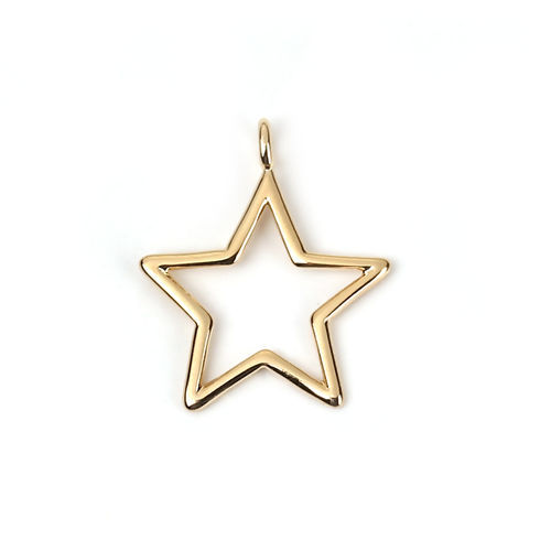 Picture of Brass Galaxy Charms Star 18K Real Gold Plated 16mm( 5/8") x 13mm( 4/8"), 3 PCs