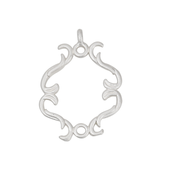 Immagine di Ottone Stile del Carattere della Corte Reale Charms Irregolare Argento Opaco Intagliato 21mmx 14mm, 5 Pz