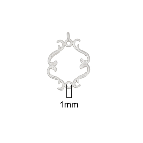 Immagine di Ottone Stile del Carattere della Corte Reale Charms Irregolare Argento Opaco Intagliato 21mmx 14mm, 5 Pz