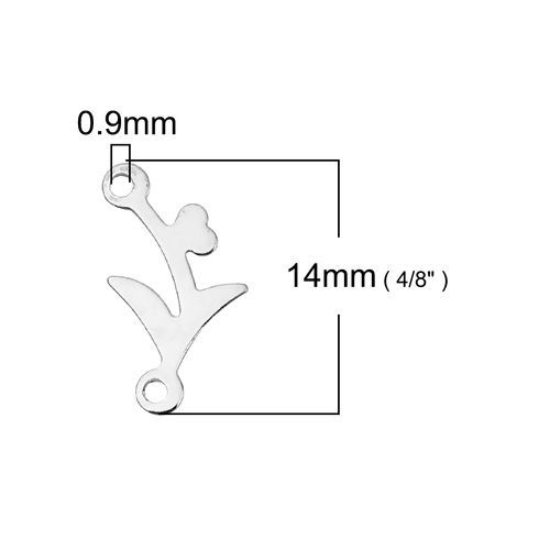 Bild von Messing Verbinder Blätter Silberfarbe 14mm x 7mm, 30 Stück                                                                                                                                                                                                    