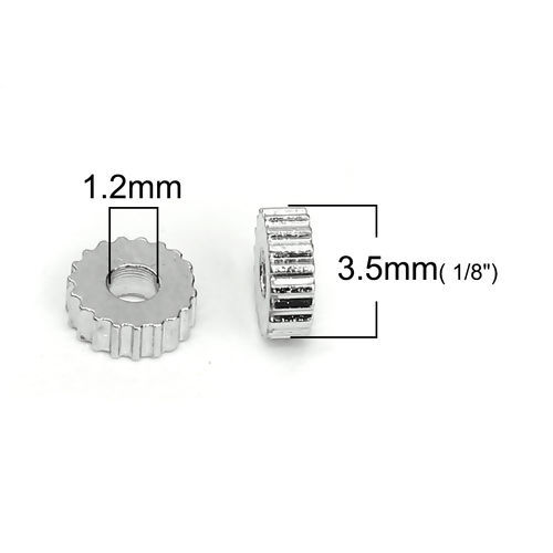 Bild von Messing Perlen Rund Silberfarbe ca. 3.5mm D., Loch:ca. 1.2mm, 200 Stück                                                                                                                                                                                       