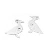 Picture of 201 Stainless Steel Pet Silhouette  Charms Duck Silver Tone Heart 19mm( 6/8") x 17mm( 5/8"), 3 PCs