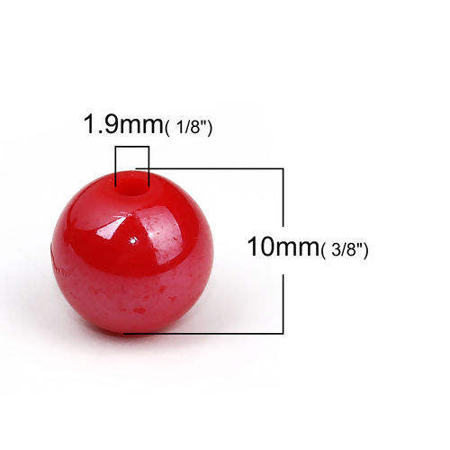 Picture of Acrylic Beads Round At Random Mixed Opaque Polished About 10mm Dia, Hole: Approx 1.9mm, 100 PCs