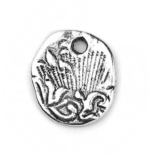 Bild von Zinklegierung Charms Unregelmäßig Antiksilber Oval 14mm x 13mm, 50 Stück