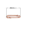 Bild von Messing Brosche RotMessingfarbe Sicherheitsnadel 26mm x 6mm, 20 Stück
