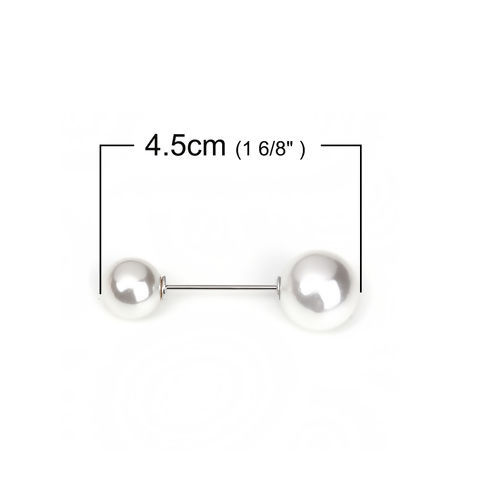 Image de Broche Epingle en Acrylique Forme Rond Blanc Imitation Perles 45mm x 15mm, 10 Pcs