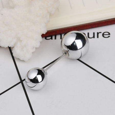Picture of Acrylic Pin Brooches Findings Round Silver Imitation Pearl 45mm(1 6/8") x 15mm( 5/8"), 10 PCs