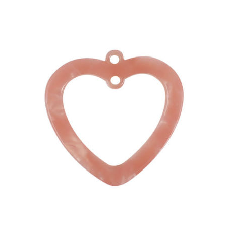 Bild von Acryl Charms Herz Rosa 22mm x 22mm, 10 Stück