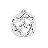 Picture of Zinc Based Alloy Boho Chic Charms Round Antique Silver Color (Can Hold ss2 1.2mm Flat Back Rhinestone) Bird 29mm(1 1/8") x 26mm(1"), 20 PCs