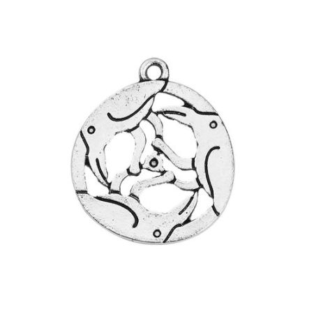Богемный стиль Цинковый Сплав Подвески Круглые Античное Серебро ( для ss2 Торцевое Сверло) Птица С Узором 29мм x 26мм, 20 ШТ