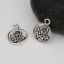 Picture of Zinc Based Alloy Charms Round Disc Antique Silver Color Flower 16mm( 5/8") x 12mm( 4/8"), 20 PCs
