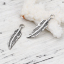 Picture of Zinc Based Alloy Pendants Feather Antique Silver Color 30mm(1 1/8") x 7mm( 2/8"), 20 PCs