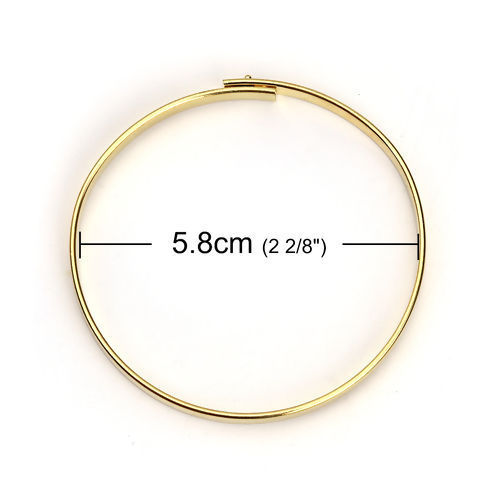 Picture of Brass Bangles Bracelets Round Brass Color Can Open 19.5cm(7 5/8") long, 1 Piece                                                                                                                                                                               