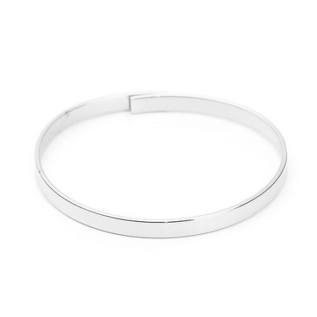 Picture of Brass Bangles Bracelets Round Silver Plated Can Open 19.5cm(7 5/8") long, 1 Piece