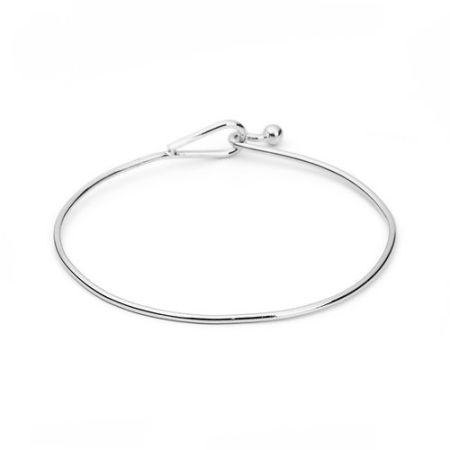 Picture of Brass Bangles Bracelets Round Silver Plated Can Open 19.5cm(7 5/8") long, 1 Piece