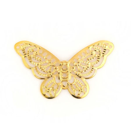 Iron Based Alloy Connectors Butterfly Animal Gold Plated 37mm x 22mm, 100 PCs