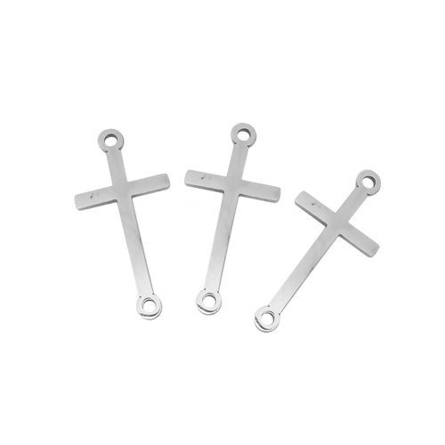 Imagen de 304 Acero Inoxidable Conectores Cruz Tono de Plata 25mm x 12mm, 5 Unidades